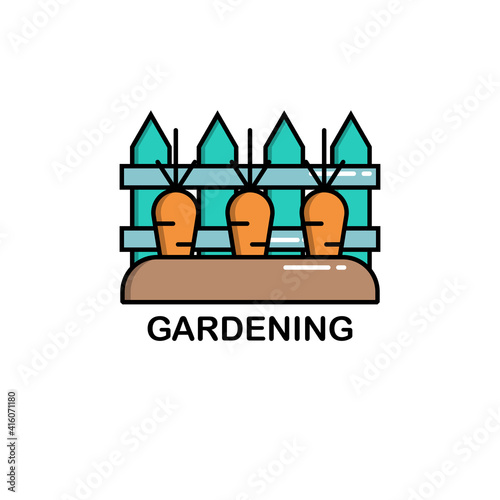 Gardening Concept Icon isolated on white background. Vector Illustration
