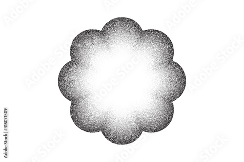 Dotwork flower pattern vector background. Sand grain effect. Black noise stipple dots. Abstract noise dotwork pattern. Black dots grunge banner. Stipple circles. Stochastic dotted vector background.