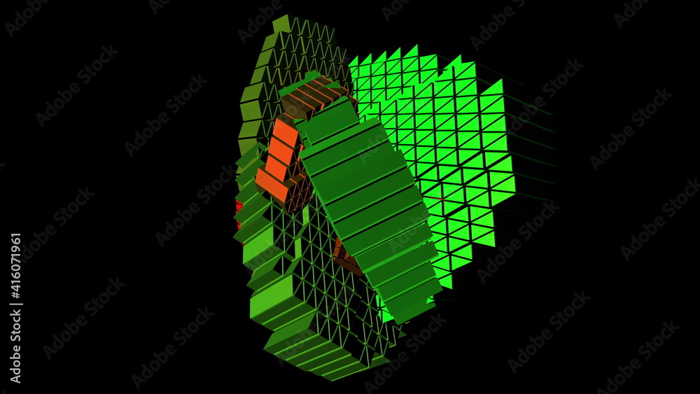 3D illustration of geometrical object over black 3D illustration of geometrical object over black
