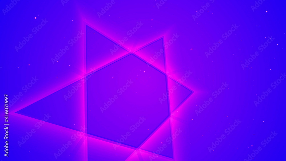 Obraz premium 3D illustration of Hexagram Star of David neon glow