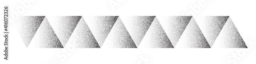 Dotwork triangles pattern vector background. Sand grain effect. Black noise stipple dots. Abstract noise dotwork pattern. Black dots triangles. Stipple circles. Dotted vector background.