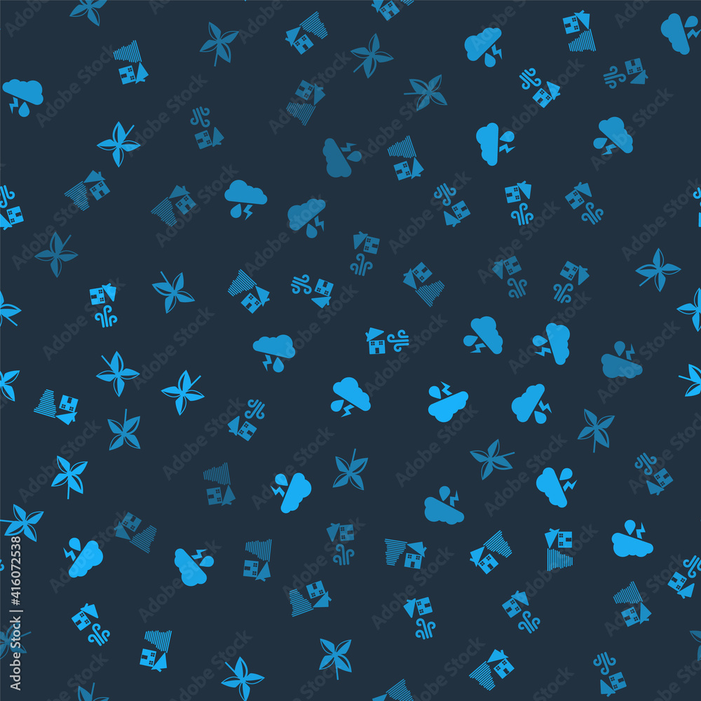 Set Tornado swirl, Cloud with rain and lightning, and Pinwheel on seamless pattern. Vector. Set Tornado swirl, Cloud with rain and lightning, and Pinwheel on seamless pattern. Vector.