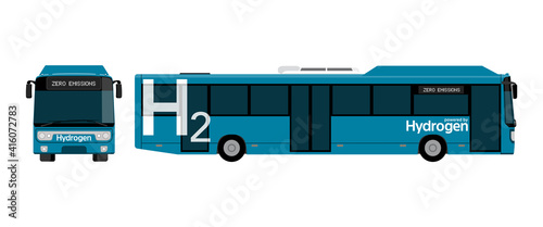 A hydrogen fuel cell bus concept. Vector illustration