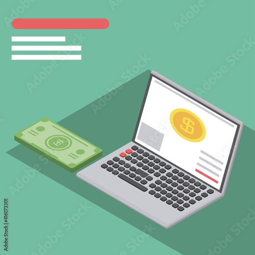 tax laptop isometric