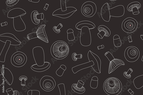 seamless pattern with edible mushrooms, vector illustration.