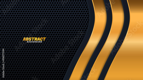Abstract luxurious black gold background. Modern dark banner template vector with geometric shape patterns . Futuristic digital graphic design