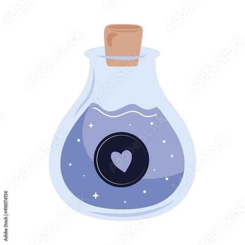 potion spell flask with heart esoteric icon vector illustration design
