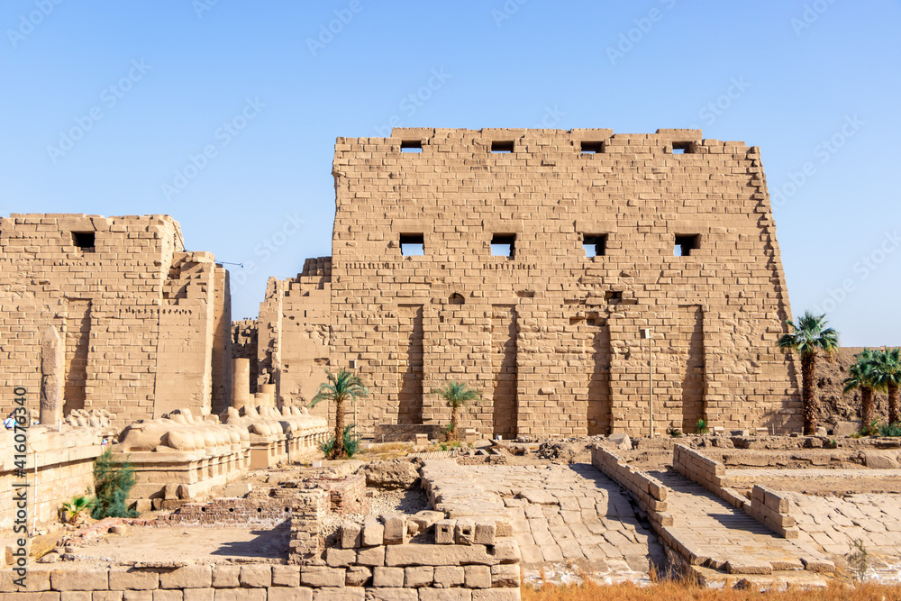 the Karnak temple of Luxor, Egypt. this was the largest temple complex of Amun-Ra god in ancient Thebes town