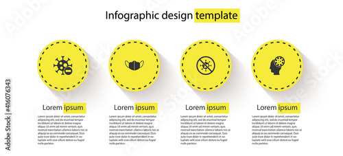 Set Negative virus, Medical protective mask, Stop and Human and. Business infographic template. Vector.
