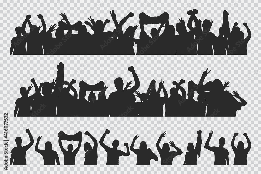 Crowd peoples silhouettes vector constructor set isolated on a ...