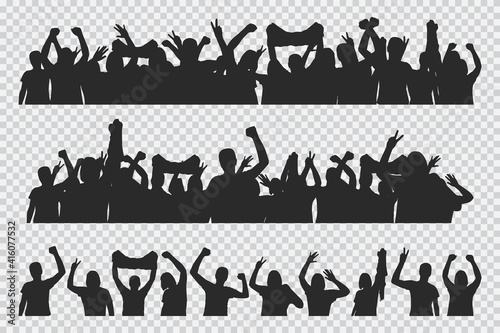 Crowd peoples silhouettes vector constructor set isolated on a transparent background.