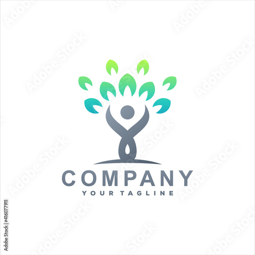 people tree gradient logo design