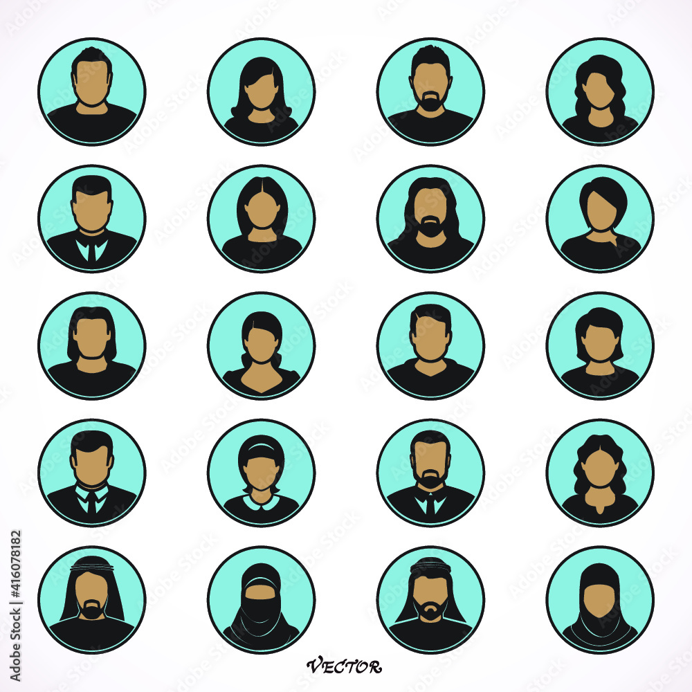 Profile Icon Male And Female Avatar, Woman Man Cartoon Portrait, Person Silhouette Face Flat Vector Illustration Profile Icon Male And Female Avatar, Woman Man Cartoon Portrait, Person Silhouette Face Flat Vector Illustration