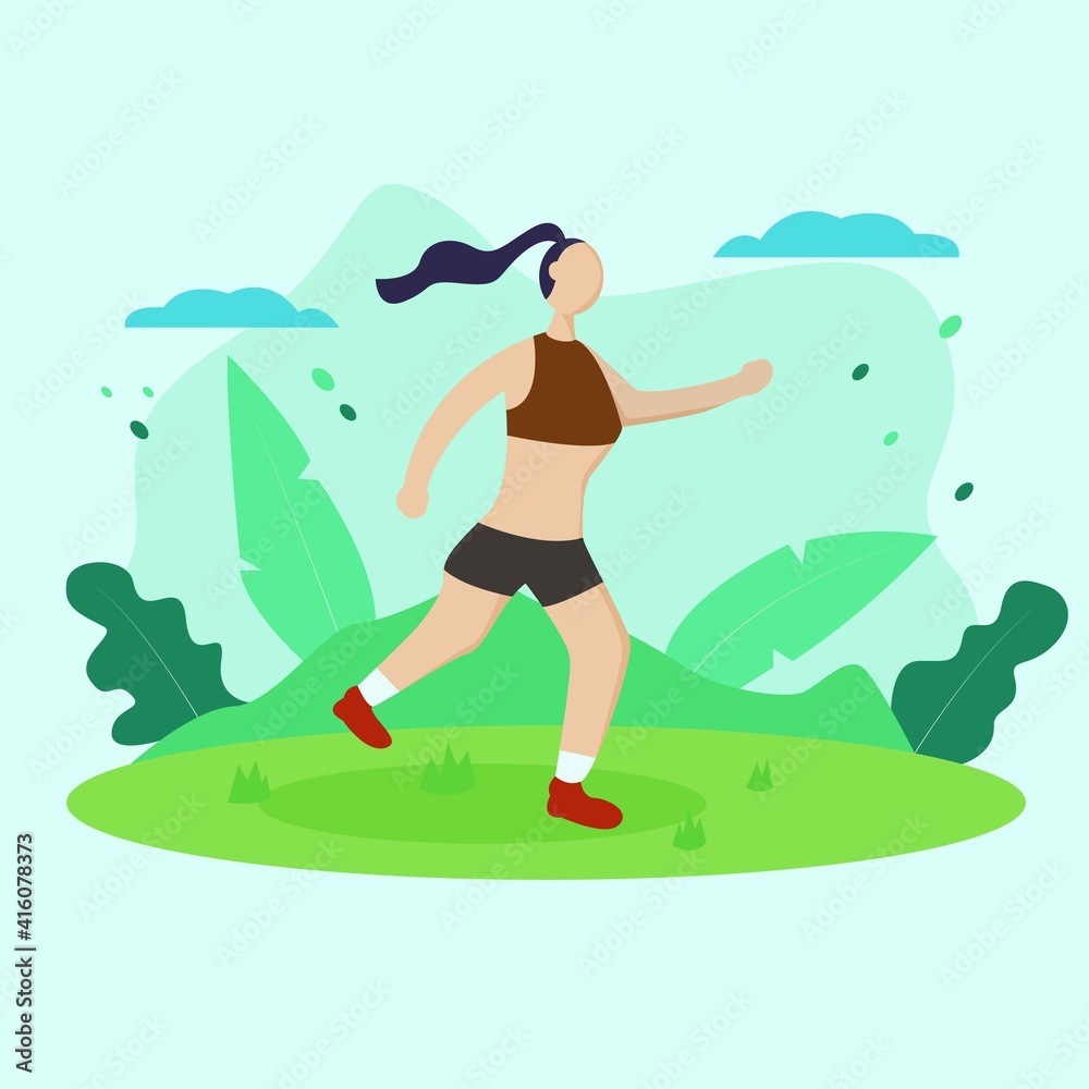 Illustration vector design of woman's jogging Illustration vector design of woman's jogging