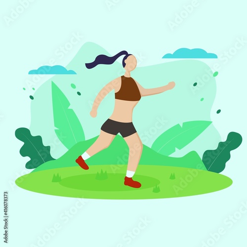 Illustration vector design of woman s jogging