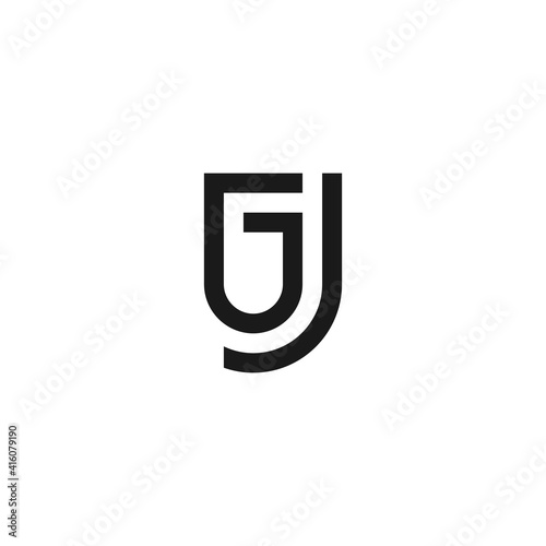 Monogram magnificent elegant trendy awesome three fine lines black and white initials GJ