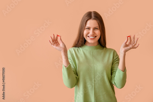 Beautiful young woman with ...