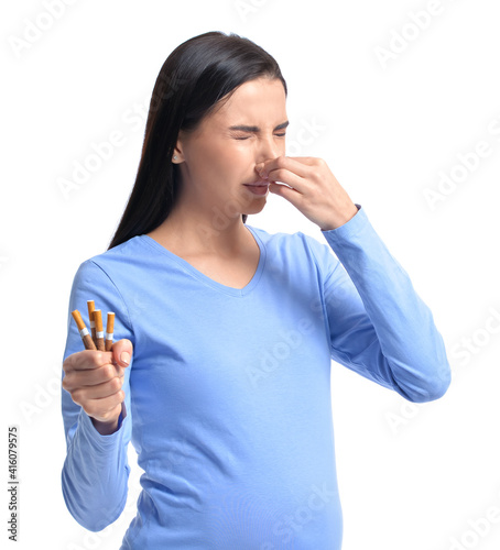Disgusted pregnant woman wi...