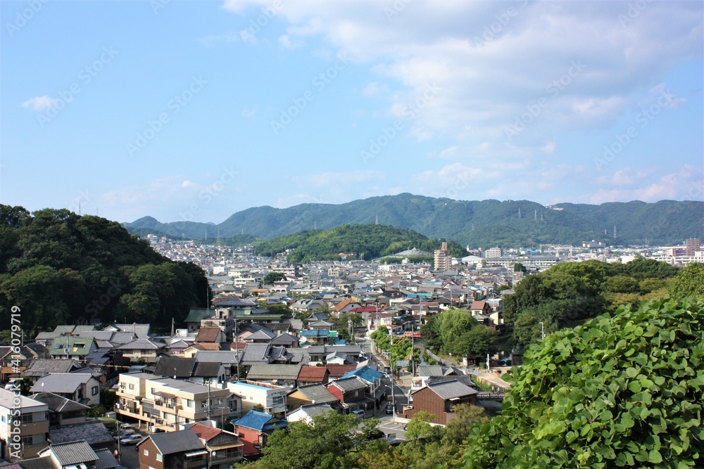 Aerial city landscape from Himeji Castle (Himejijo) in Hyogo prefecture, Japan - 姫路城からの眺望 兵庫県 姫路市 日本