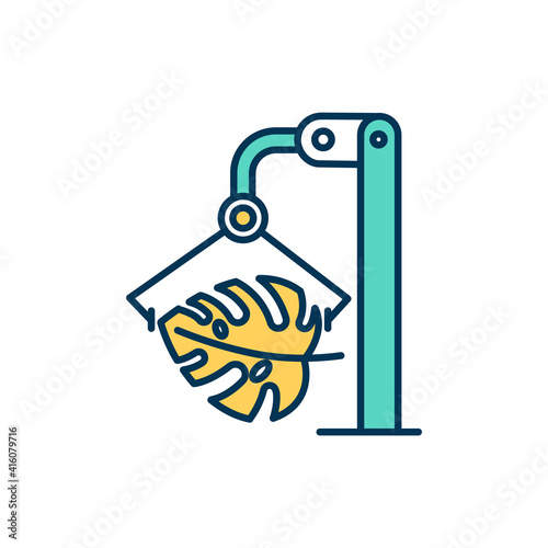 Keeping houseplants alive RGB color icon. Leaf area measurement. Reviving dying houseplants. Identifying pests. Gadgets for ailing indoor plants treatment and support. Isolated vector illustration