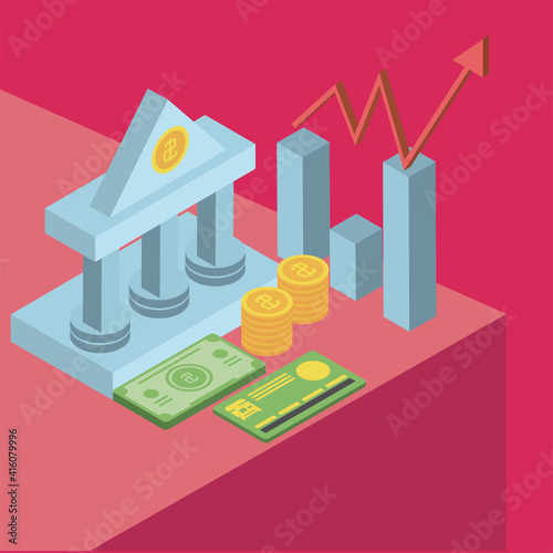 tax bank money isometric