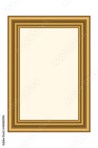 Squared golden vintage wooden frame for your design. Vintage cover. Place for text. Vintage antique gold beautiful rectangular frames for paintings or photographs. Template vector illustration