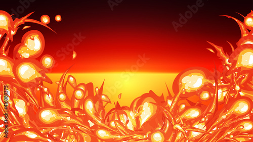 火属性のエフェクト風_炎の背景イラスト_マグマ_16:9