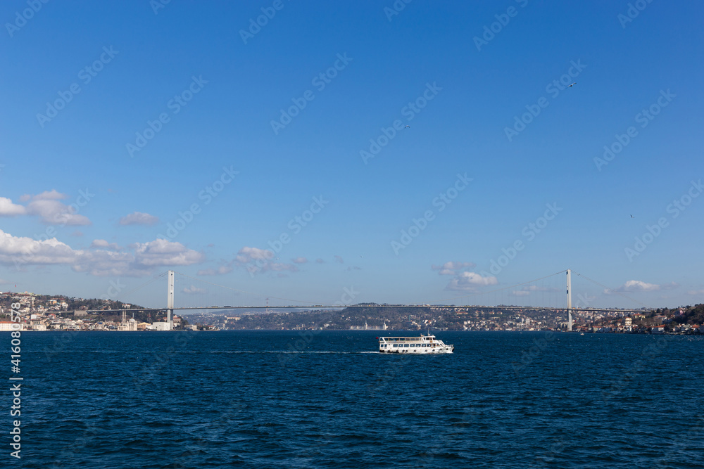 Bosphorus bridge between european and asian part of Istanbul, Turkey.
