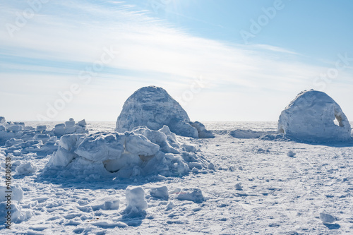 Winter dwelling of Eskimos. Igloo. Eskimos village. © fizke7