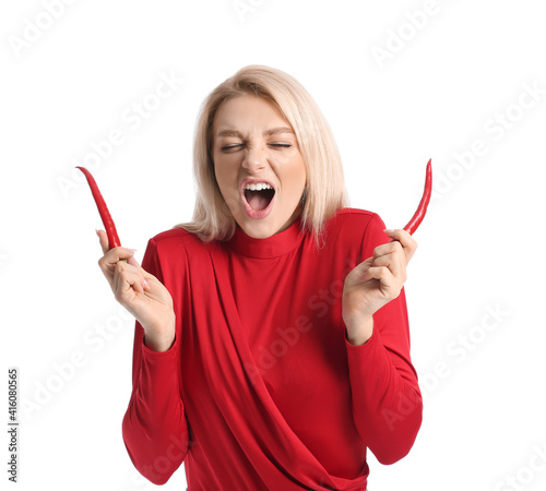 Stressed young woman with c...