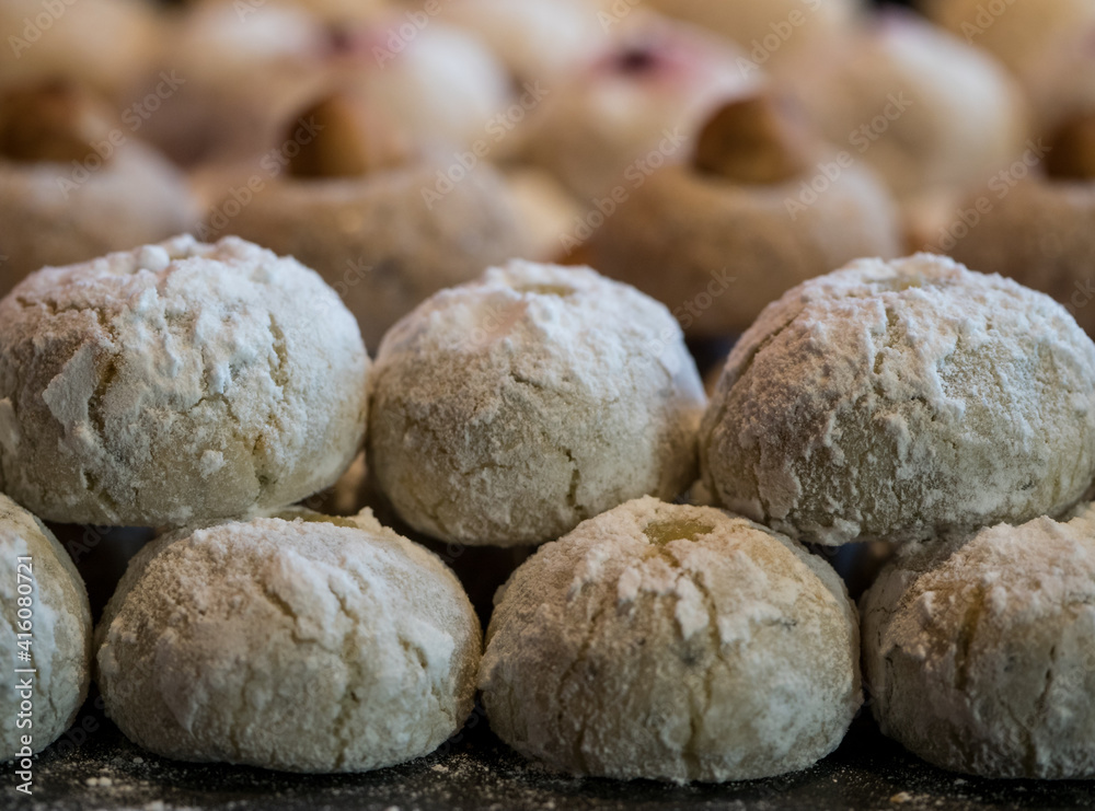 Pannellets, Sweet Pastry, Barcelona, Catalunya, Spain Pannellets, Sweet Pastry, Barcelona, Catalunya, Spain