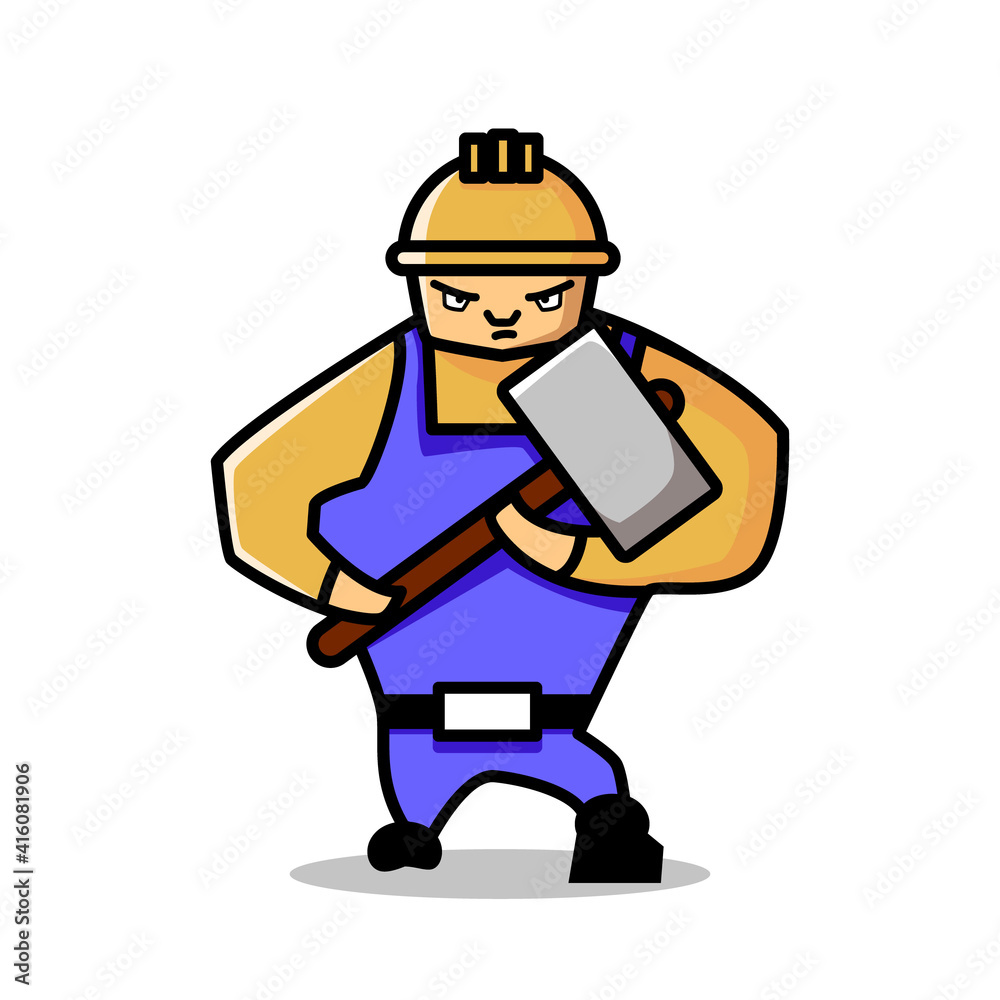 Builder Character Cartoon Character Mascot Design Illustration Vector.