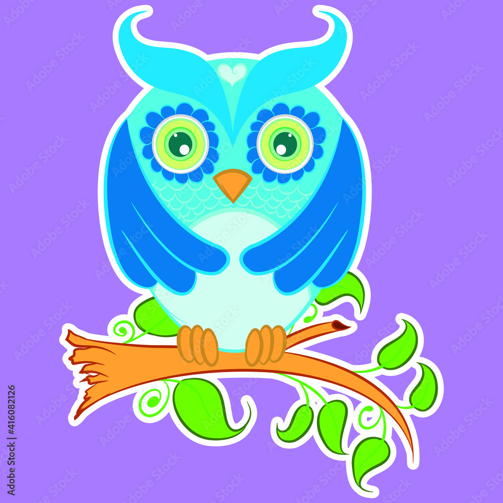 Fototapeta premium Illustration vector cute Owl with background for fashion design