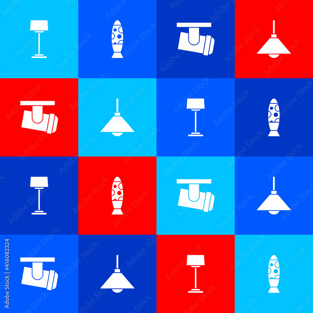 Set Floor lamp, , Led track lights and lamps and Lamp hanging icon. Vector. Set Floor lamp, , Led track lights and lamps and Lamp hanging icon. Vector.