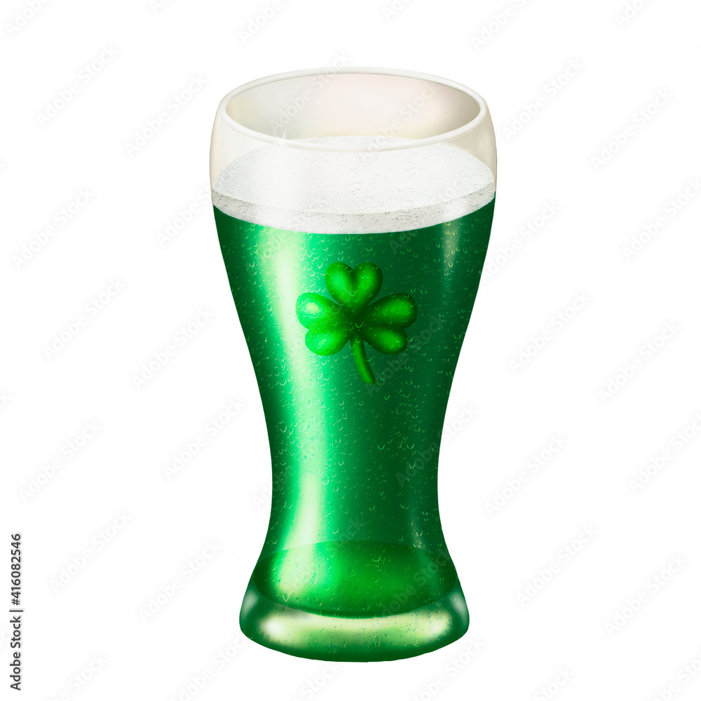 glass of green drink with a leaf of clover on it on St. patrick's day glass of green drink with a leaf of clover on it on St. patrick's day