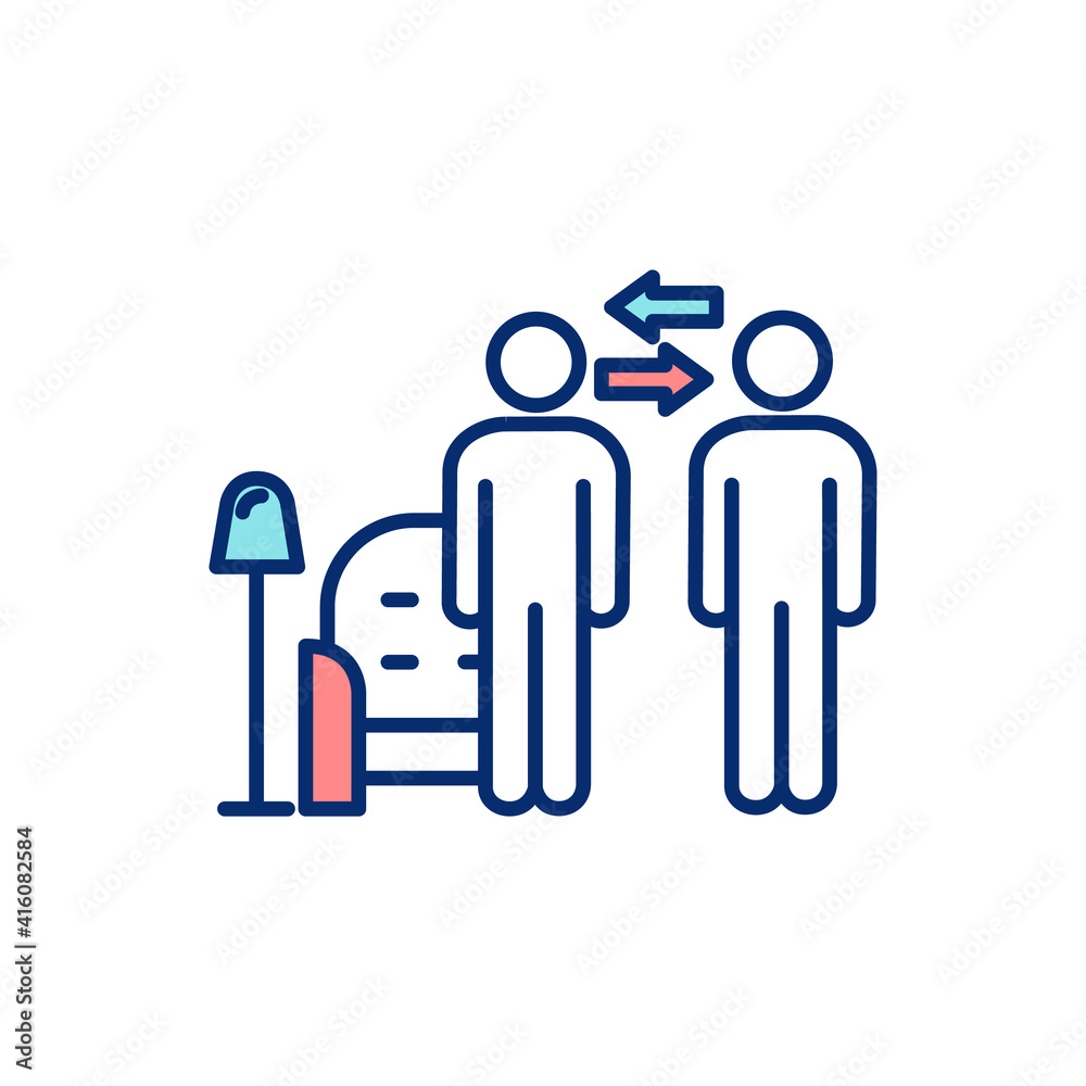 Hospitality exchange RGB color icon. Home stay feature. Staying in local house and apartment. Accommodation sharing. Hospitality services. Homestay. Sharing economy. Isolated vector illustration