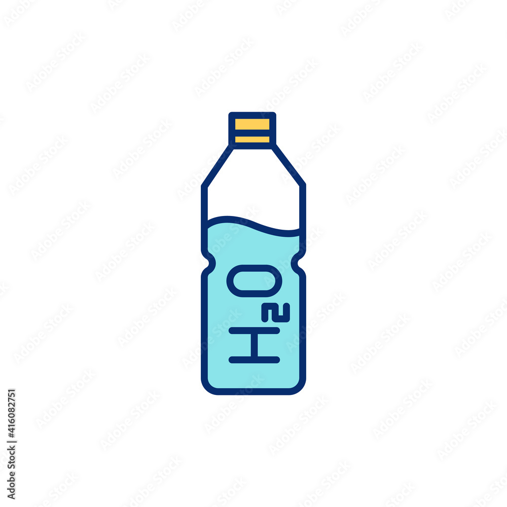 Drinking enough water RGB color icon. Own water bottle. Increasing energy levels and brain function. Maintaining body fluids balance. Physical performance maximization. Isolated vector illustration Drinking enough water RGB color icon. Own water bottle. Increasing energy levels and brain function. Maintaining body fluids balance. Physical performance maximization. Isolated vector illustration