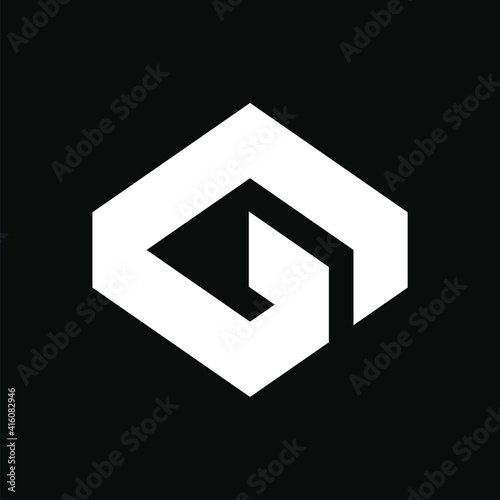 Initial letter G logo template with geometric 3d box illustration in flat design monogram symbol