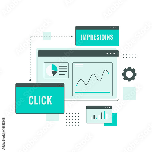 Flat line illustration of click through rate. Illustration for websites, landing pages, mobile applications, posters and banners