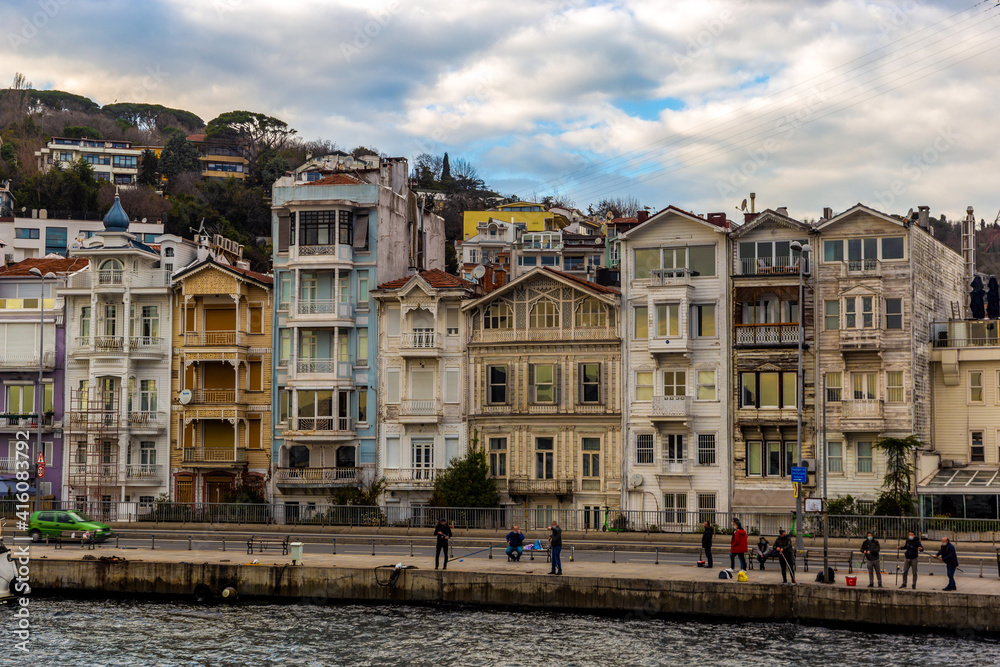 Front sides ones of the typical houses in Bebek. Istanbul. Turkey.