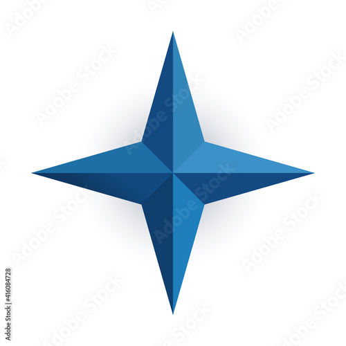 Design elements. Star logo color compass icon rose arrow with shade in origami style. Vector illustration EPS 10. Gorgeous graphic 3d effect for your advertising presentations, cover book, map sign