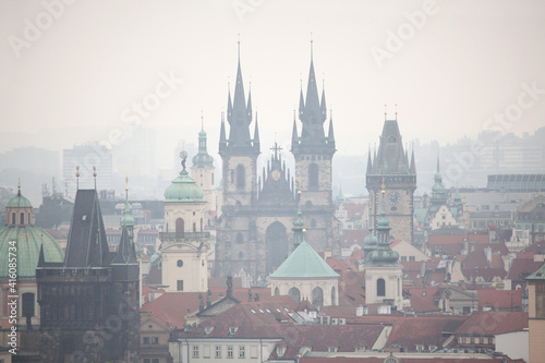 Tyn Church and Old Town Hall in Prague, Czech Republic.