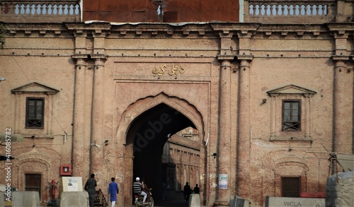 LAHORE , PAKISTAN - JULY 18,2018: exterior view Delhi Gate for background, Mughal Emperor Era photo