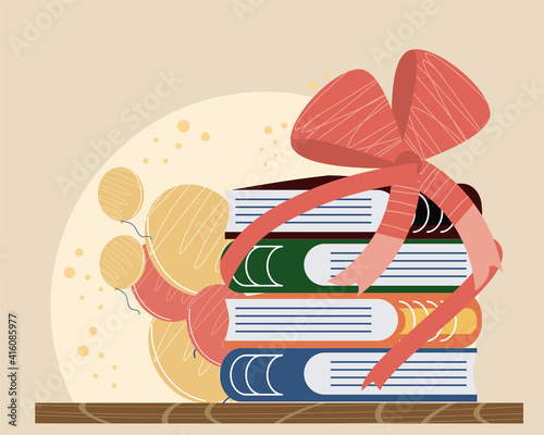 wrapped books balloons