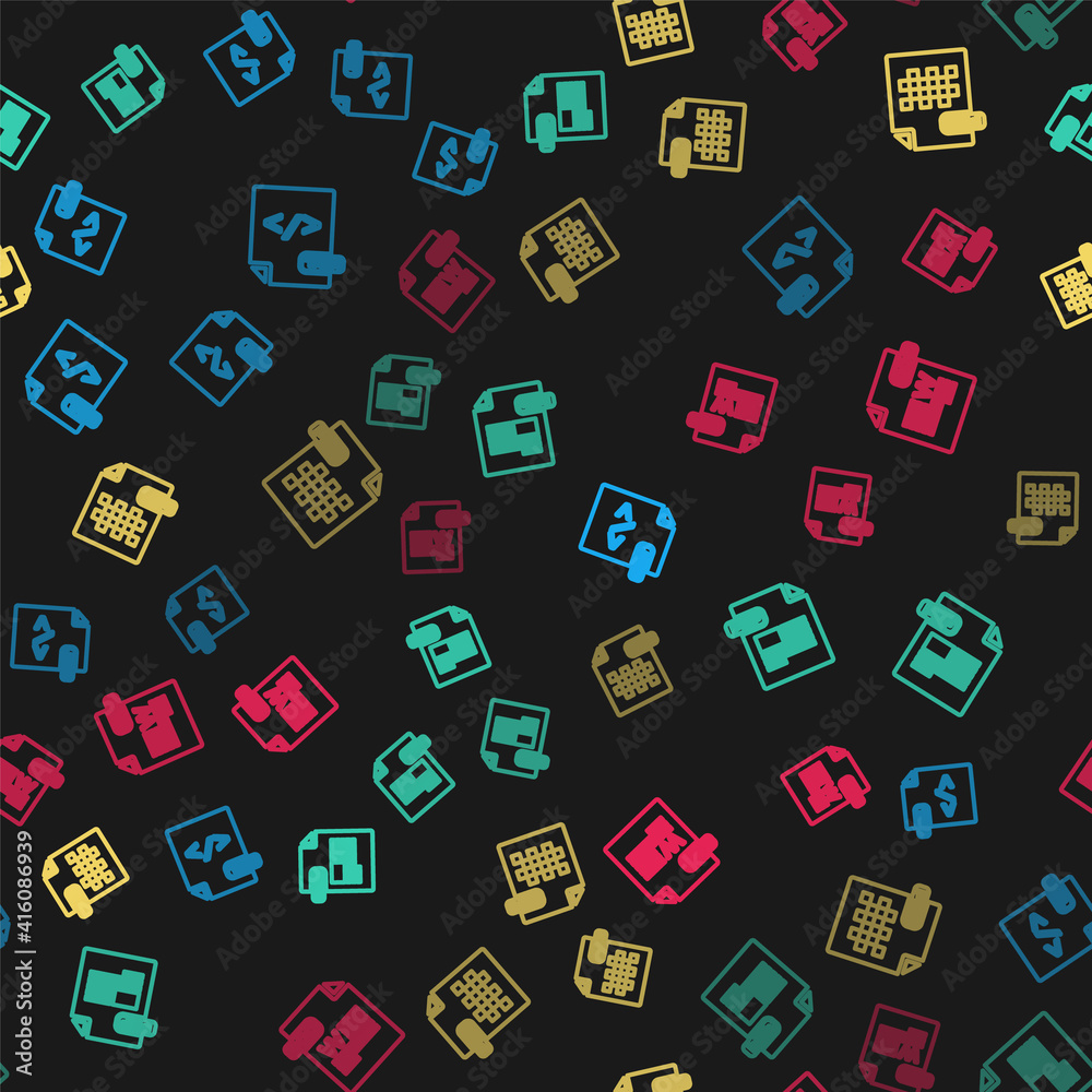 Set line HTML file document, PDF, PNG and DOC on seamless pattern. Vector. Set line HTML file document, PDF, PNG and DOC on seamless pattern. Vector.