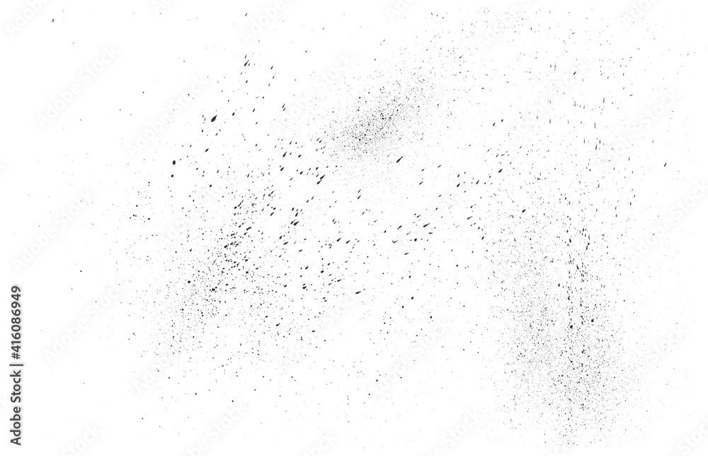 Obraz premium Paint splatter background. Black vector paint drops drizzle. Dust overlay distress grain. Black paint splatter. Ink blots drizzle. Dust particles texture. Grunge urban backdrop. Vector illustration