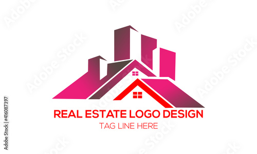 estate logo design house illustration.
