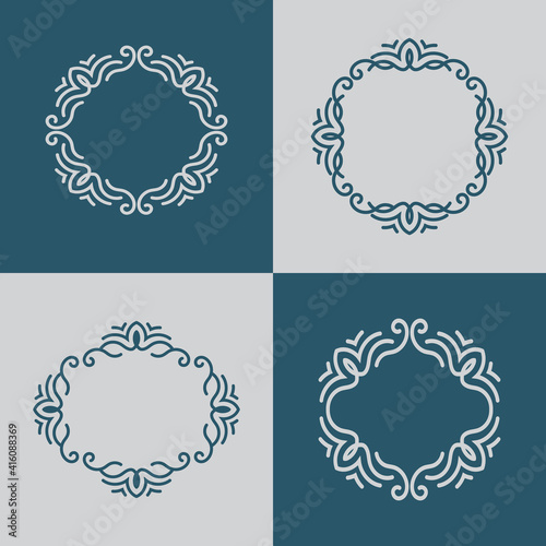 Elegant Circular Mandala Frame set dark and bright background