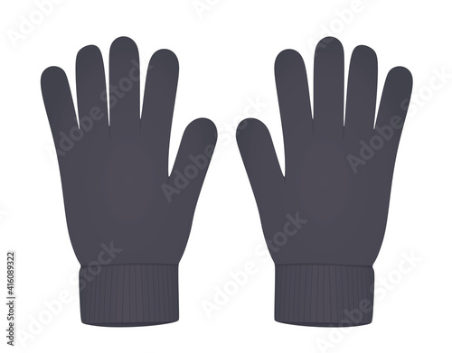 Grey winter gloves. vector illustration