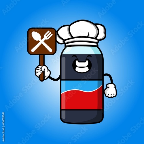 cute coke bottle cartoon mascot character vector design